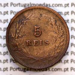Portugal, 5 Reis 1898 bronze coin of King Carlos I, (VF), World Coins Portugal KM 530