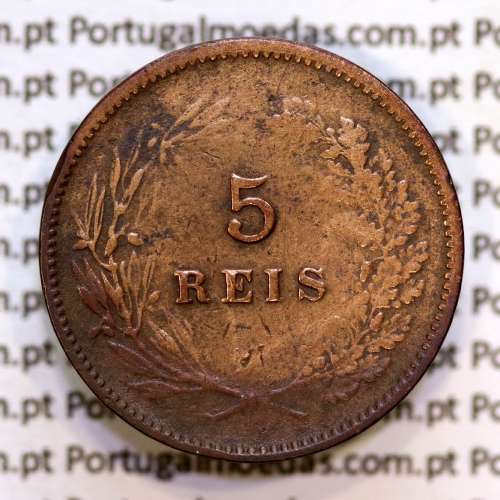 5 réis 1898 bronze D. Carlos I, (MBC), World Coins Portugal KM 530