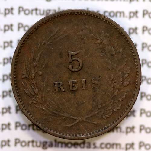 5 réis 1898 bronze D. Carlos I, (MBC), World Coins Portugal KM 530
