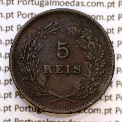 Portugal, 5 Reis 1898 bronze coin of King Carlos I, (VF), World Coins Portugal KM 530