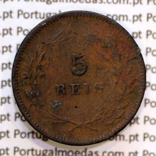 Portugal, 5 Reis 1898 bronze coin of King Carlos I, (VF-), World Coins Portugal KM 530