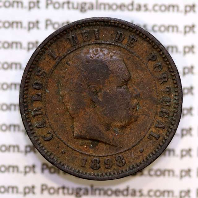 5 réis 1898 bronze D. Carlos I, (MBC-), World Coins Portugal KM 530