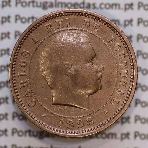 5 réis 1898 bronze D. Carlos I, (MBC-), World Coins Portugal KM 530