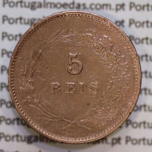Portugal, 5 Reis 1898 bronze coin of King Carlos I, (VF-), World Coins Portugal KM 530