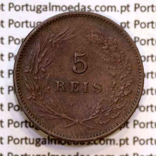 Portugal, 5 Reis 1898 bronze coin of King Carlos I, (VF), World Coins Portugal KM 530