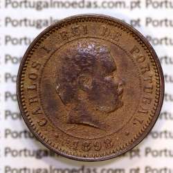 Portugal, 5 Reis 1898 bronze coin of King Carlos I, (F), World Coins Portugal KM 530