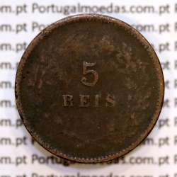 Portugal, 5 Reis 1898 bronze coin of King Carlos I, (F), World Coins Portugal KM 530