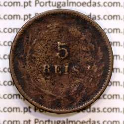 Portugal, 5 Reis 1898 bronze coin of King Carlos I, (F), World Coins Portugal KM 530