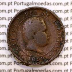 Portugal, 5 Reis 1898 bronze coin of King Carlos I, (F), World Coins Portugal KM 530