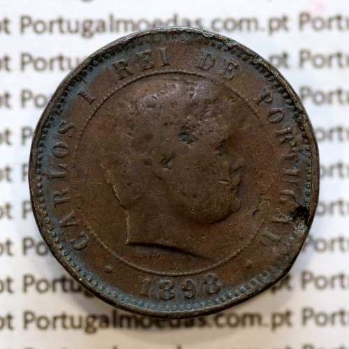 5 réis 1898 bronze D. Carlos I, (BC-), World Coins Portugal KM 530