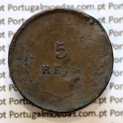 Portugal, 5 Reis 1898 bronze coin of King Carlos I, (F-), World Coins Portugal KM 530