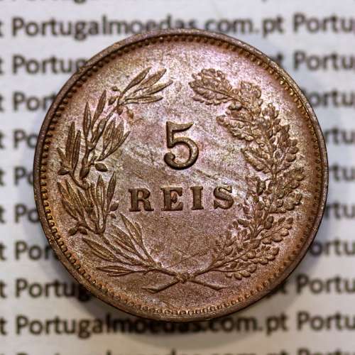 5 réis 1899 bronze D. Carlos I, (Bela/Soberba), World Coins Portugal KM 530