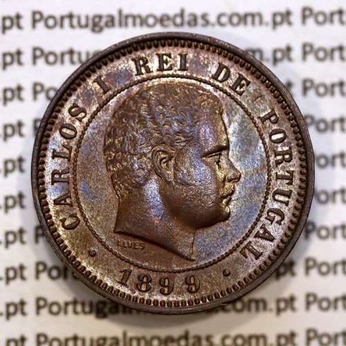 5 réis 1899 bronze D. Carlos I, (Bela/Soberba), World Coins Portugal KM 530