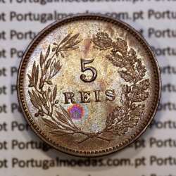 Portugal, 5 Reis 1899 bronze coin of King Carlos I, (XF/UNC), World Coins Portugal KM 530
