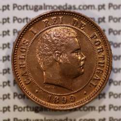 Portugal, 5 Reis 1899 bronze coin of King Carlos I, (XF), World Coins Portugal KM 530