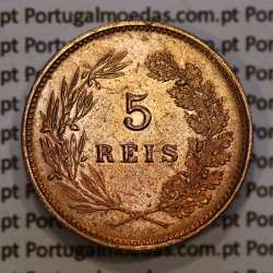 Portugal, 5 Reis 1899 bronze coin of King Carlos I, (XF), World Coins Portugal KM 530