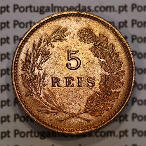 5 réis 1899 bronze D. Carlos I, (Bela), World Coins Portugal KM 530