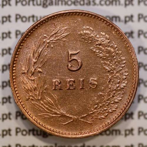 Portugal, 5 Reis 1899 bronze coin of King Carlos I, (VF+/XF), World Coins Portugal KM 530