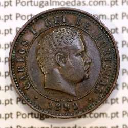 5 réis 1899 bronze D. Carlos I, (MBC+/Bela-), World Coins Portugal KM 530