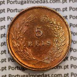 Portugal, 5 Reis 1899 bronze coin of King Carlos I, (VF+/XF-), World Coins Portugal KM 530