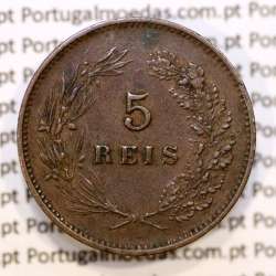 Portugal, 5 Reis 1899 bronze coin of King Carlos I, (VF+), World Coins Portugal KM 530