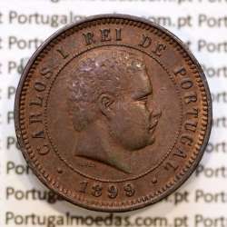 5 réis 1899 bronze D. Carlos I, (MBC+), World Coins Portugal KM 530