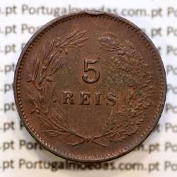 Portugal, 5 Reis 1899 bronze coin of King Carlos I, (VF+), World Coins Portugal KM 530