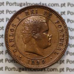 5 réis 1899 bronze D. Carlos I, (MBC+), World Coins Portugal KM 530
