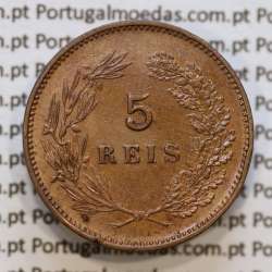 Portugal, 5 Reis 1899 bronze coin of King Carlos I, (VF+), World Coins Portugal KM 530