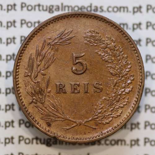 5 réis 1899 bronze D. Carlos I, (MBC+), World Coins Portugal KM 530