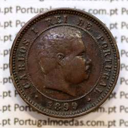 Portugal, 5 Reis 1899 bronze coin of King Carlos I, (VF+), World Coins Portugal KM 530