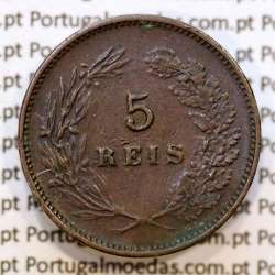 5 réis 1899 bronze D. Carlos I, (MBC+), World Coins Portugal KM 530