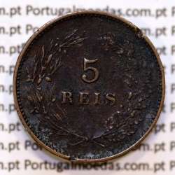 5 réis 1899 bronze D. Carlos I, (MBC+), World Coins Portugal KM 530
