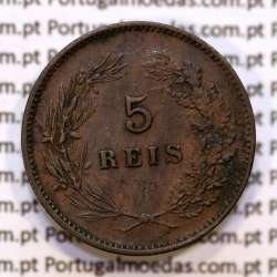 Portugal, 5 Reis 1899 bronze coin of King Carlos I, (VF+), World Coins Portugal KM 530