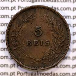 5 réis 1899 bronze D. Carlos I, (MBC+), World Coins Portugal KM 530