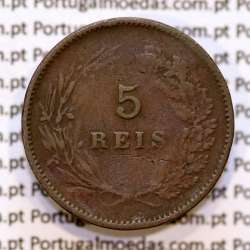 Portugal, 5 Reis 1899 bronze coin of King Carlos I, (VF), World Coins Portugal KM 530