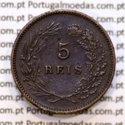 Portugal, 5 Reis 1899 bronze coin of King Carlos I, (VF+), World Coins Portugal KM 530