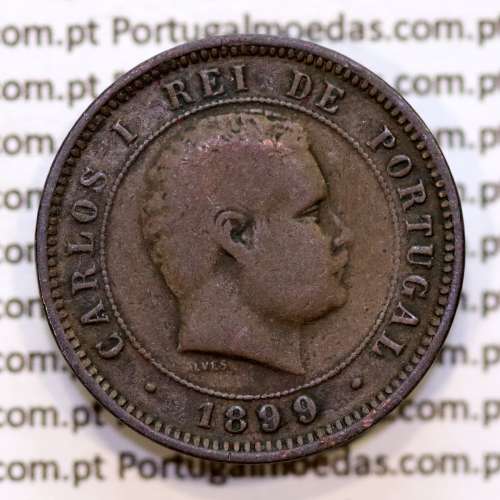 5 réis 1899 bronze D. Carlos I, (BC), World Coins Portugal KM 530