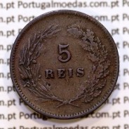 Portugal, 5 Reis 1899 bronze coin of King Carlos I, (F), World Coins Portugal KM 530