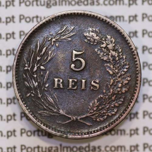 Portugal, 5 Reis 1899 bronze coin of King Carlos I, (F), World Coins Portugal KM 530