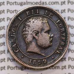 5 réis 1899 bronze D. Carlos I, (BC), World Coins Portugal KM 530