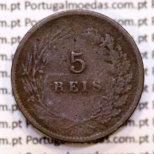 Portugal, 5 Reis 1899 bronze coin of King Carlos I, (F), World Coins Portugal KM 530