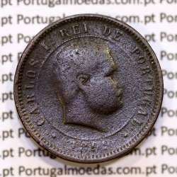 Portugal, 5 Reis 1899 bronze coin of King Carlos I, (G), World Coins Portugal KM 530