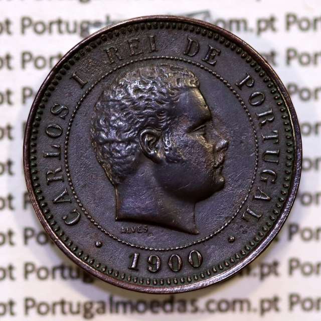 5 réis 1900 bronze D. Carlos I, (Bela), World Coins Portugal KM 530