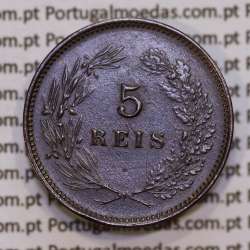 Portugal, 5 Reis 1900 bronze coin of King Carlos I, (XF), World Coins Portugal KM 530
