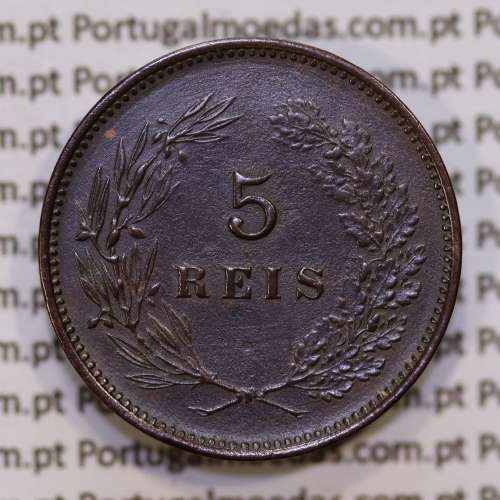 Portugal, 5 Reis 1900 bronze coin of King Carlos I, (XF), World Coins Portugal KM 530