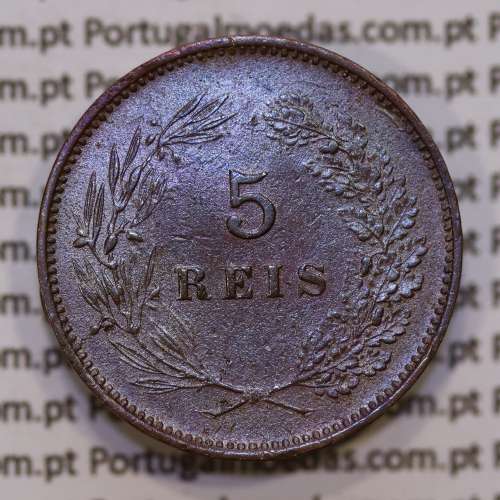 Portugal, 5 Reis 1900 bronze coin of King Carlos I, (XF-), World Coins Portugal KM 530