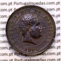 Portugal, 5 Reis 1900 bronze coin of King Carlos I, (VF+/XF-), World Coins Portugal KM 530