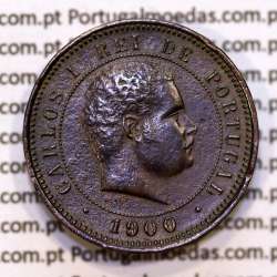 5 réis 1900 bronze D. Carlos I, (MBC+/Bela-), World Coins Portugal KM 530