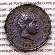 Portugal, 5 Reis 1900 bronze coin of King Carlos I, (VF+/XF-), World Coins Portugal KM 530